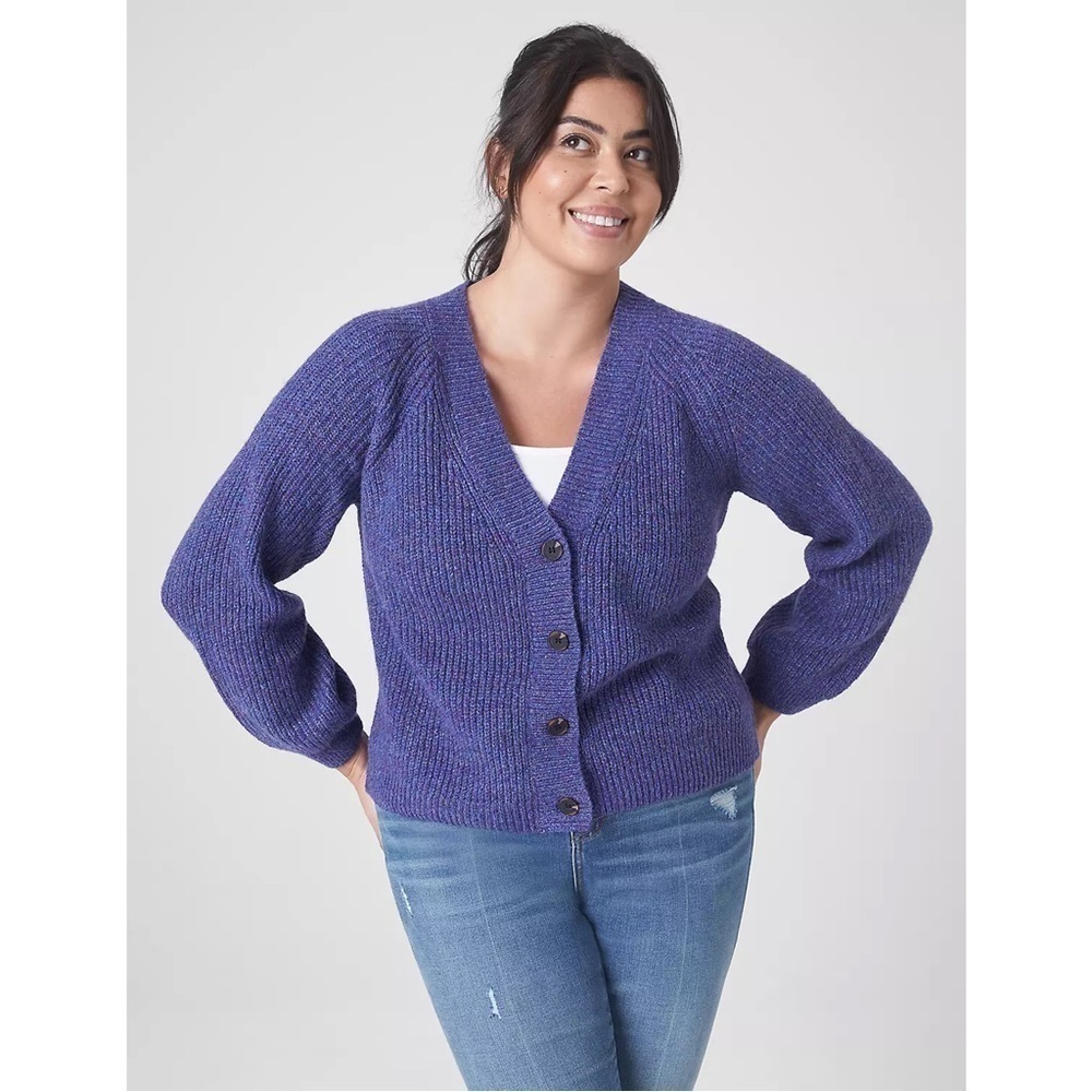 Lane Bryant Dazzling Blue Classic Button Front Crop Cardigan